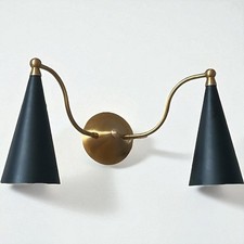 Applique moderno doppia parete ottone con paralumi in metallo lampada 16" fatto a mano