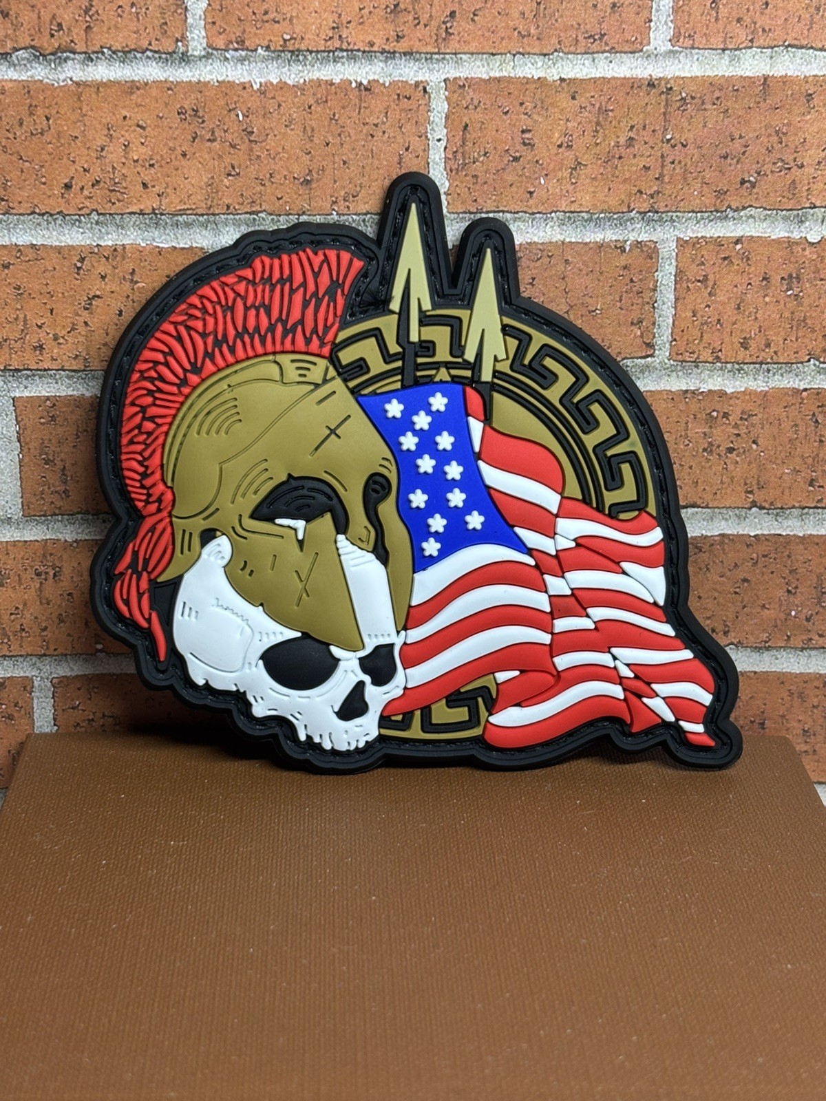 Tactical PVC Patch - Morale Skull Spartan Flag Patch - Skull Punisher Patch
