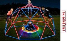 Climbing Dome Swing Set LED Saucer 800lb Jungle Gym Outdoor 3-8 8-12 Kids