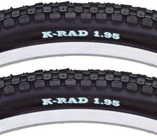 Sunlite K Rad MTB Street All Terrain Durable Black Bike Tire Pair 26 x 1.95