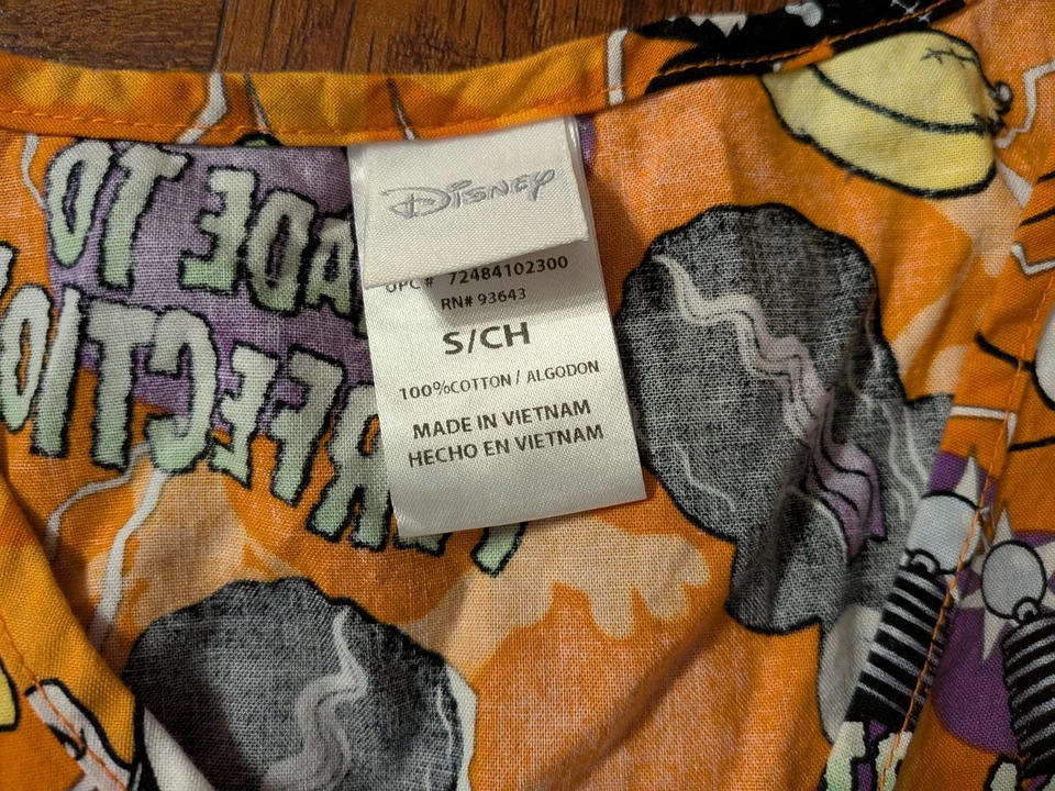 Disney Mickey Minnie Halloween Fall Size Small Women's V-neck Medical Scrub Top - Image 3 of 3