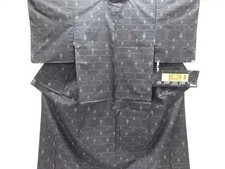 7668602: JAPANESE KIMONO / DORO OSHIMA TSUMUGI / ENSEMBLE / WOVEN ABSTRACT