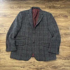 Harris Tweed Hawes & Curtis Jacket Mens Size 46 UK Grey Pure New Wool