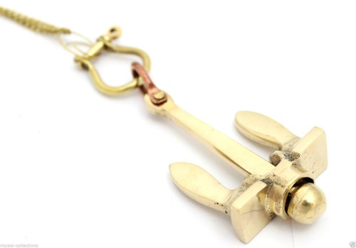 MARINE NAUTICAL brass SHIP ANCHOR HANDCUFF KEY CHAIN RING-key holder Best Gift  - Picture 1 of 3