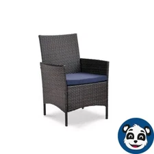 PHI VILLA PV-097-2, 2x Black Rattan Metal Patio Outdoor Dining Chair w/ Cushion