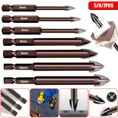 7 Tlg Fliesenbohrer Glasbohrer Keramikbohrer Set 3-12mm für Fliesen Porzellan DE