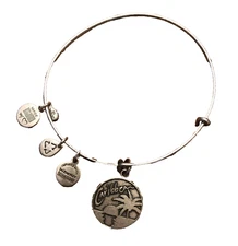 Alex and Ani Caribbean Silver Tone Bracelet Palm Sun Water Charms