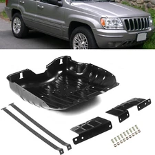 Fit For 1999-2004 Jeep Grand Cherokee Fuel Tank Skid Plate Cover w/ Straps Black