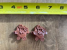 Vintage Plastic Barrette Brown Flower Cart Set HTF