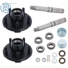 2PK Trailer Axle Kits w/ 5 on 4.5" Bolt Circle Hub & 1" Round BT8 Spindle 2000lb