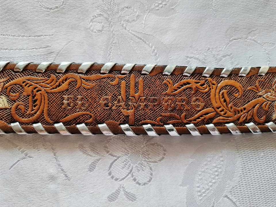 AUTENTICA CINTURA IN PELLE EL CAMPERO STATI UNITI SISKIYOU NATIVA INDIANA FIBBIA - Immagine 4 di 4