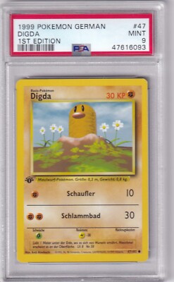 Pokemon Karte 1999 Base Set German No. 47 Digda First Edition PSA 9