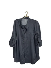 Swiss Tech Casual Button Front Long Sleeve Shirt Size XXL Gray  2XL