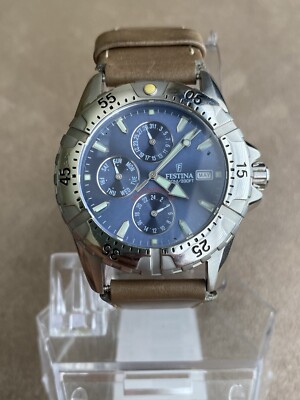 Festina Multi-Function Stainless Steel Blue Dial Chronograph Men's Watch