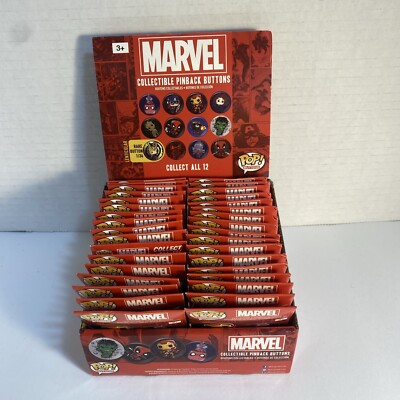 Funko Marvel Collectible Pinback POP Buttons. 12 Different Versions. Unopened.