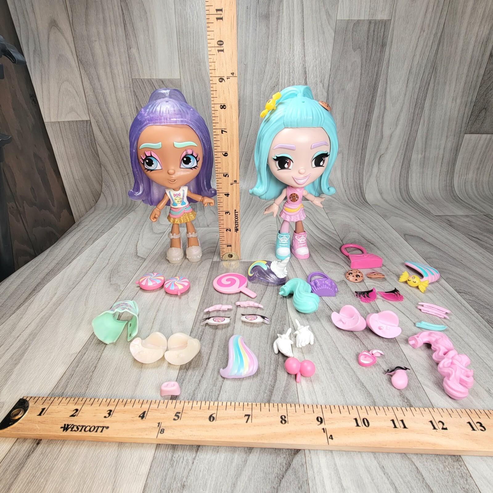 Lotta Looks 2 Doll & Accessories Rainbow Sugar Rush Chocolate Chip Chill LOT