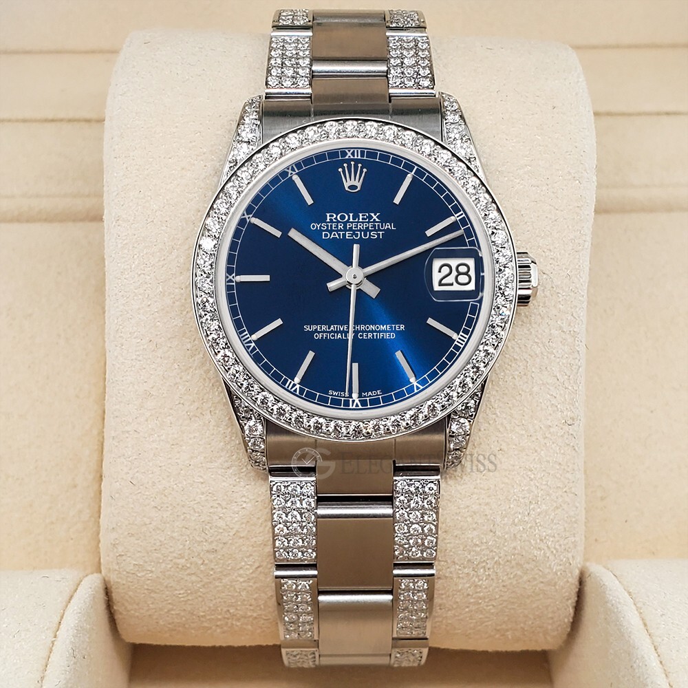Rolex Datejust Midsize 31mm Blue Index Dial 3.5ct Diamond Oyster