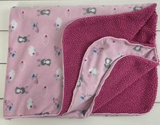 JUST BORN Pink Baby Blanket Lovey Plush Bunny Birds Flowers Sherpa