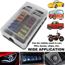 12 Way Blade Fuse Box Block Holder LED 12V 32V Car Boat Van Marine W/ 24 Fuses.