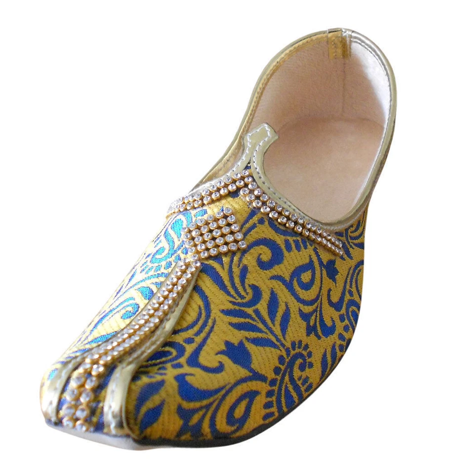 Men Shoes Leather Size US 6-7 Handmade Indian Jutties Khussa Mojaries Yellow - Image 3 of 4