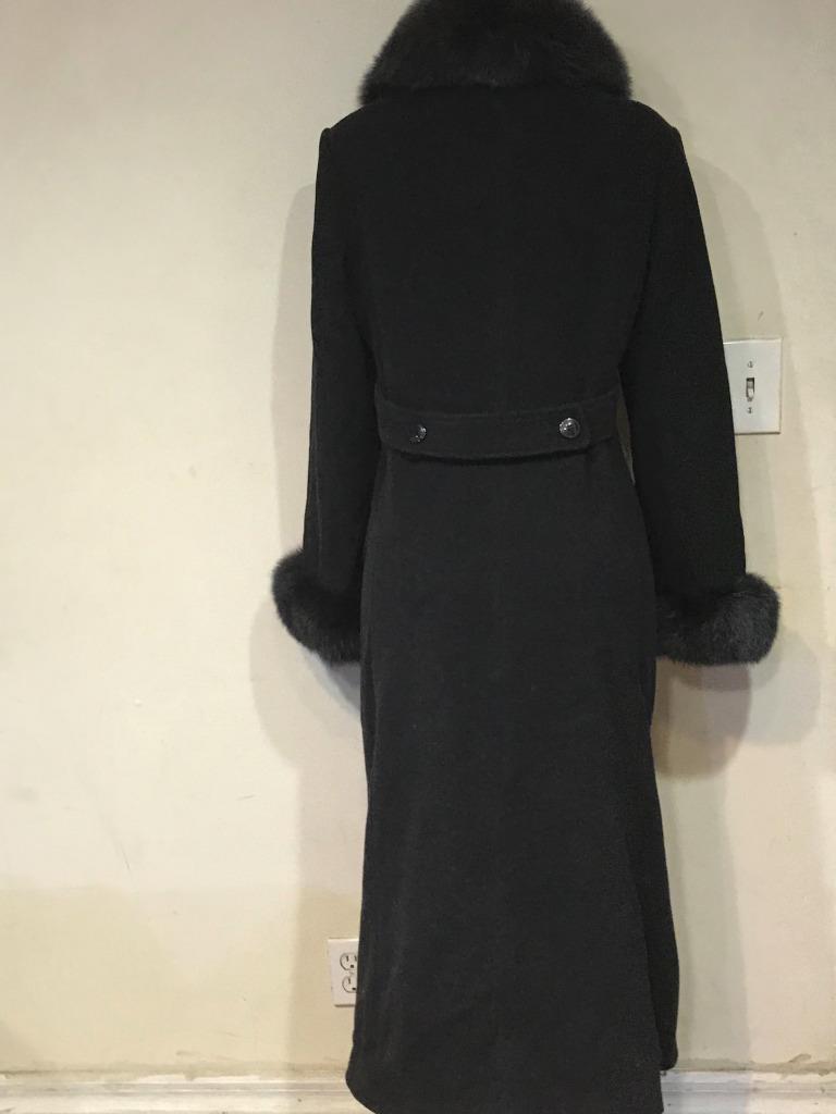 Marvin Richards Women's Winter Church fox fur Wool &Cashmere long
