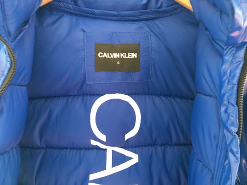 CALVIN KLEIN SHINY BLUE PUFFER JACKET MENS SIZE S LIGHTWEIGHT ZIP UP JACKET - Picture 6 of 11