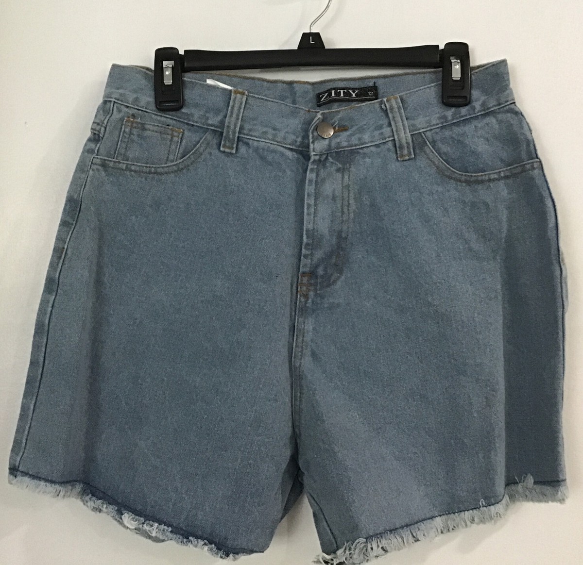 パンツ HIGH STRETCH PIQUE CUT OFF SHORTS Womens High Rise Cut Off Denim Jean Zity Shorts Size 12 Blue