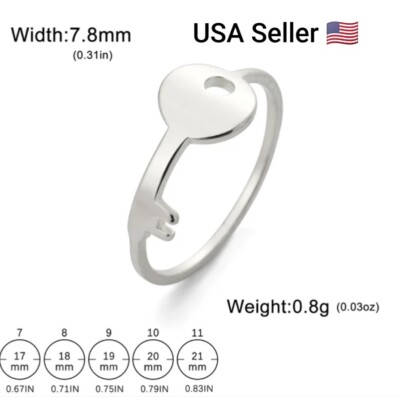 New Key Shape Ring Women Stainless Steel Silver Plated Color Finger Rings Charm 