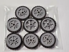 8 Knex Wheels Tires Small 1.75" Gray Silver Parts Lot #0915