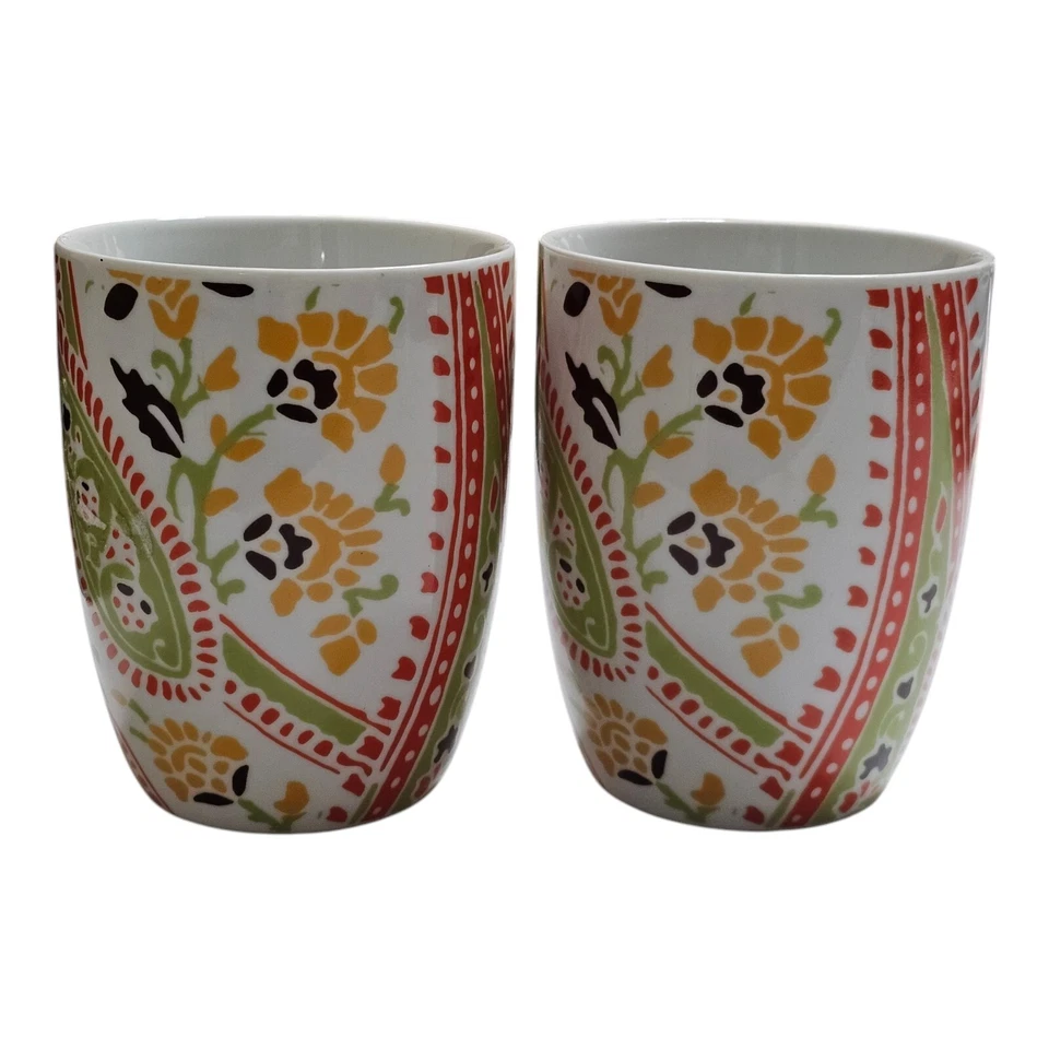 Conjunto de 2 canecas de café Rachael Ray Paisley K014 sem batatas fritas crazing ou mancha - Imagem 2 de 4