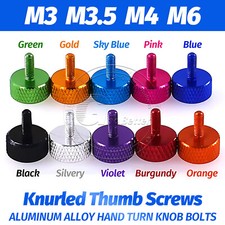 M3 - M4 Knurled Thumb Screws Flat PC Case Hand Grip Bolt Aluminium Anodised