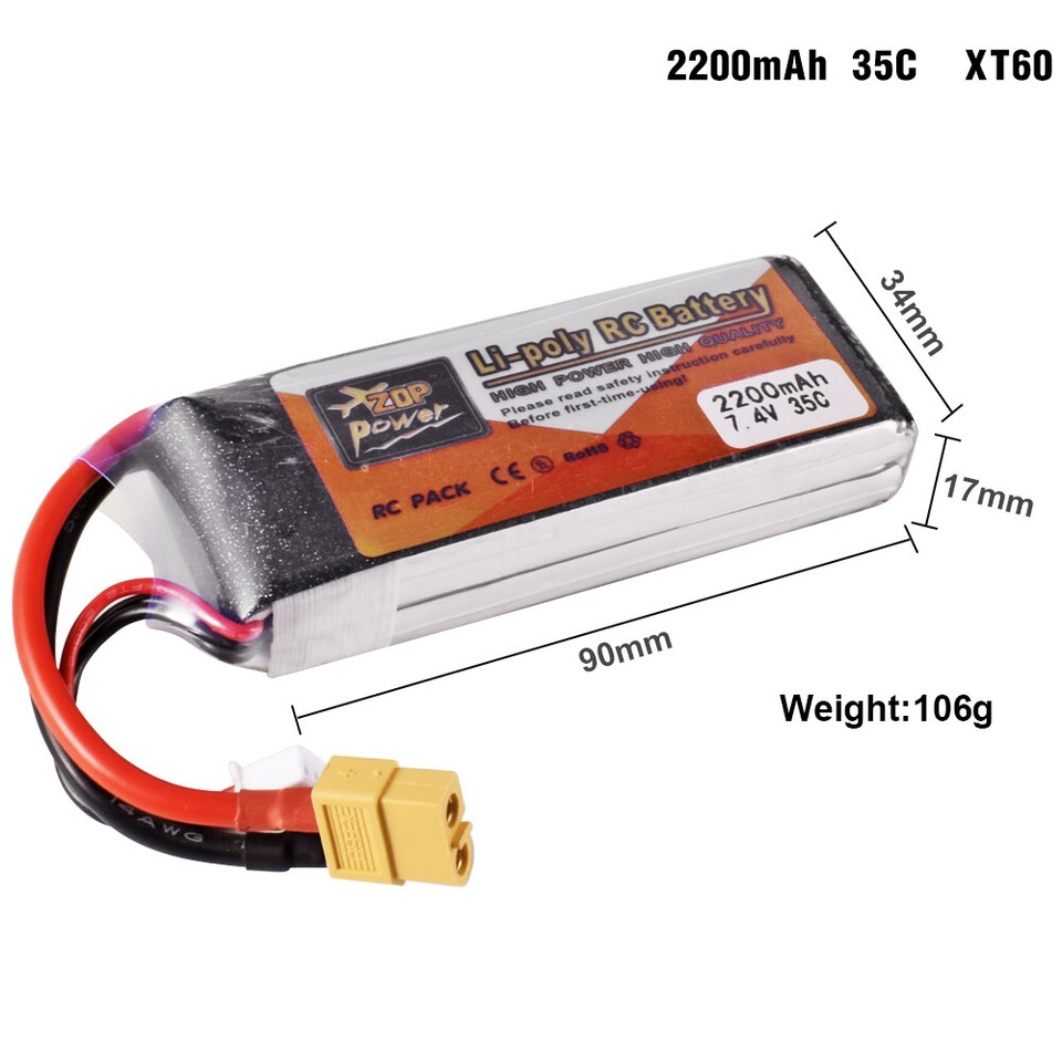Batterie LiPo RC 2S 7,4V - Capacité 650 à 6000mAh, Décharge 25-75C, Connecteur XT60/T/JST Pour Drone Et Voiture