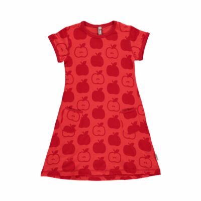 Maxomorra Bio Baumwolle Baby Mädchen Rot Apfel Kurzarm Kleid