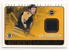 Joe Thornton 02-03 Pacific Quest for the Cup Authentic Game Worn Jersey