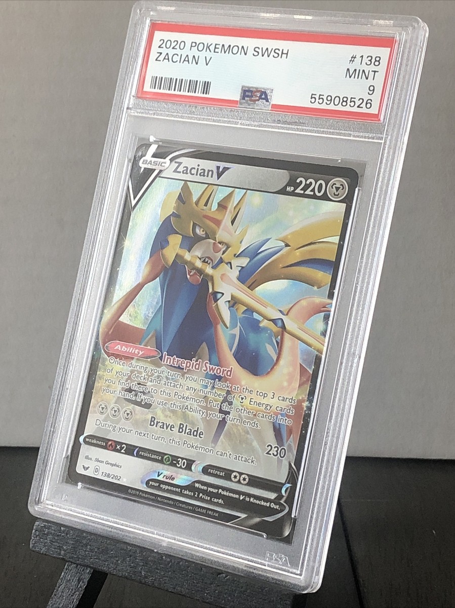 PSA 9 2020 Pokemon Sword & Shield Base Set Zacian V 138/202