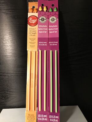 Loops & Threads , Boye Lot Of 3 Sets  Knitting Needles. NEW US 7, US 8, US 9