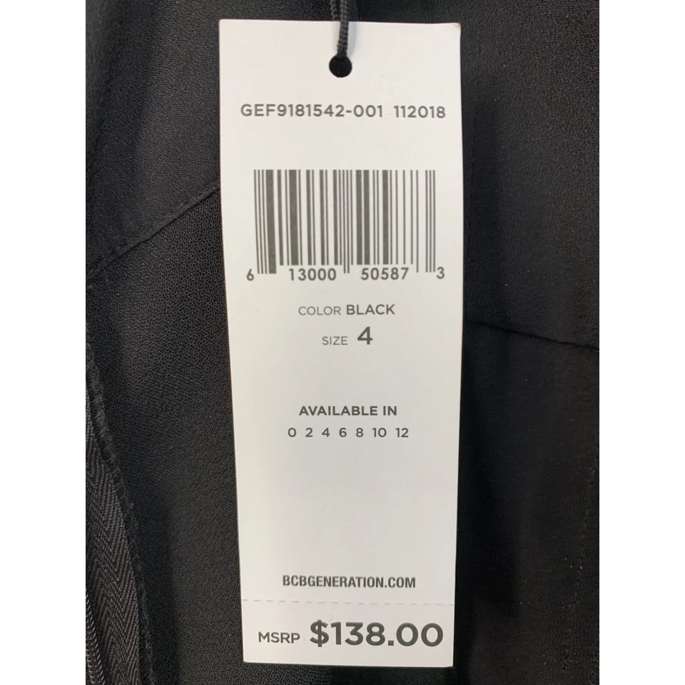 Mono BCBGGeneration para mujer negro pierna ancha abierta talla 4 correa nuevo con etiquetas 7816 Foto 4 de 4