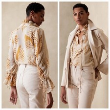 NWOT Ruffle-Tie Blouse Size X-Small Oyster Pearl Color by Banana Republic