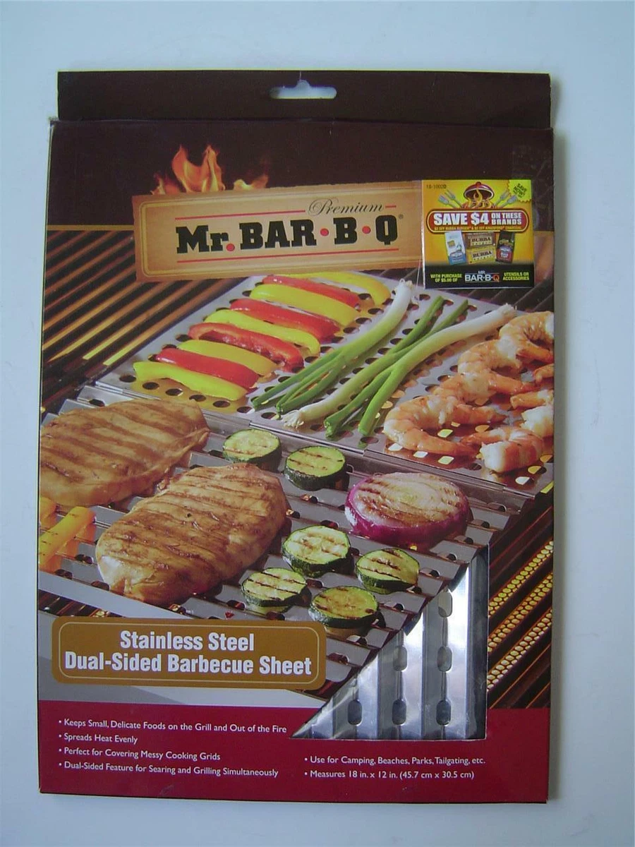 Mr. BAR B Q Stainless Steel Dual Sided Reusable BBQ Sheet Sear And