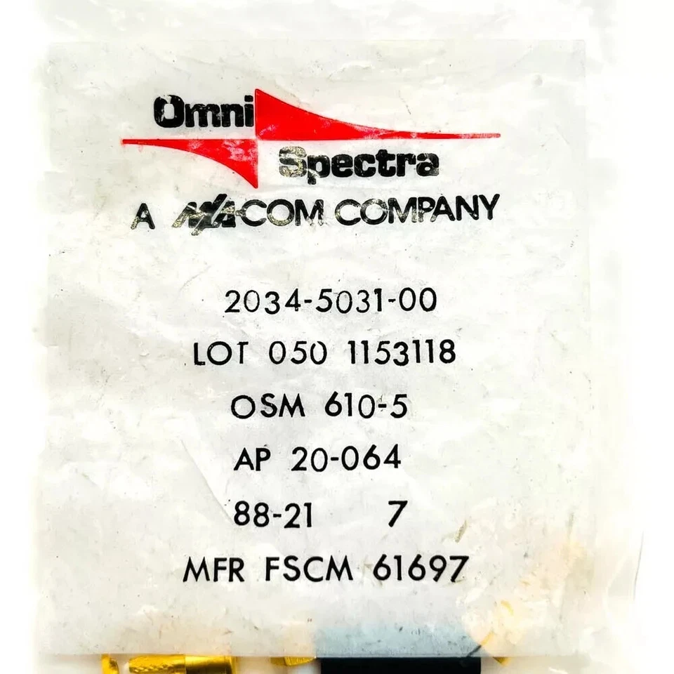 Omni Spectra 2034-5031-00 RF Coaxial Connector Panel Mount Jack Bulkhead - Image 3 of 4