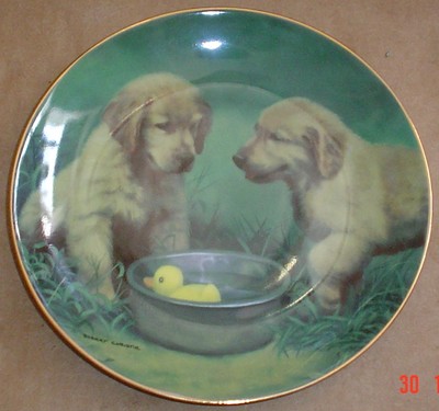 Schöner Franklin Mint DUCK HUNTERS Golden Retriever 8 Zoll Teller