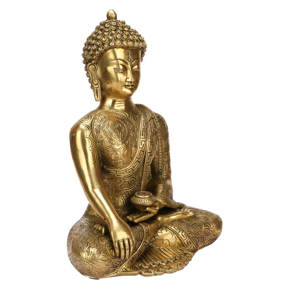 Statue de Bouddha en laiton bouddhisme signe de vie terre touchant... - Photo 2/4