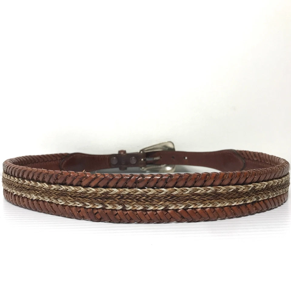 Cinturón Mujer Justin 30 Marrón Western Cuero Trenzado Vaquera Hebilla Floral Foto 4 de 4