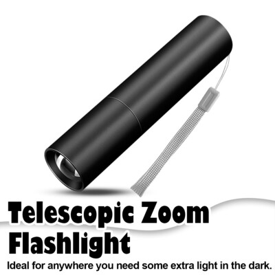 Mini Led Flashlight 3 Light Modes Usb Charging Torch Telescopic Zoom Flashlights