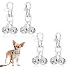 4 Pcs Mini Dog Collar Bells, Cat Bell, Silver Pet Pendant Accessories for Tra...