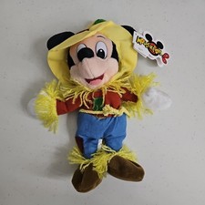 Walt Disney World Mickey Mouse Scarecrow 8" Halloween Bean Bag Plush w/ WDW tag