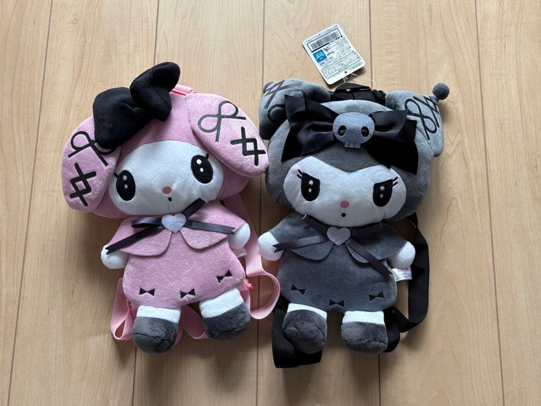 Sanrio Kuromi & My Melody Midnight Melokuro Plush Doll Backpack 2 Set