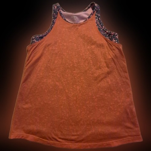 Athleta girls Medium 8/10 Perfect pair tank orange & gray VGUC