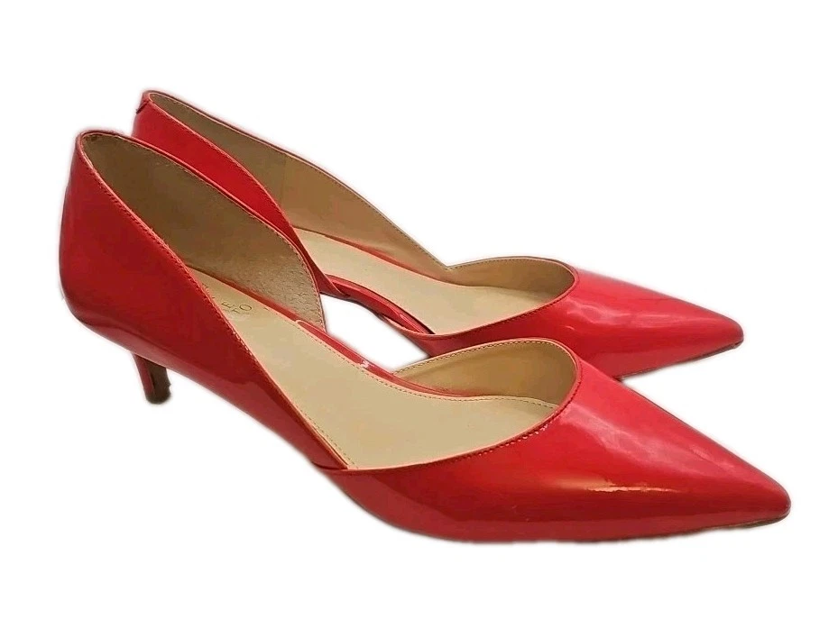 Zapatos de tacón de gatito de charol rojo D'Orsay talla 9M para mujer marinero chic silencioso lujo #195 Foto 2 de 4