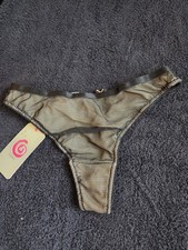 NWT Vintage Lingerie Black Fishnet Thong Rhinestone Back Small 5